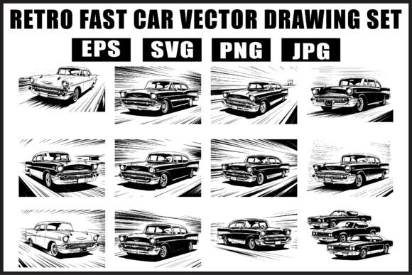 Download Retro Fast Car Vector SVG Bundle - Premium Resources