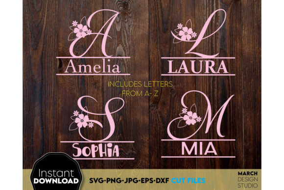 Download Alphabet Split Monogram Bundle Letters with Flowers - Split monogram Collection