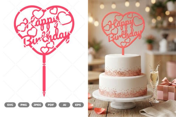 Download Happy Birthday Cake Topper SVG &amp; Clipart - Cake topper svg Collection