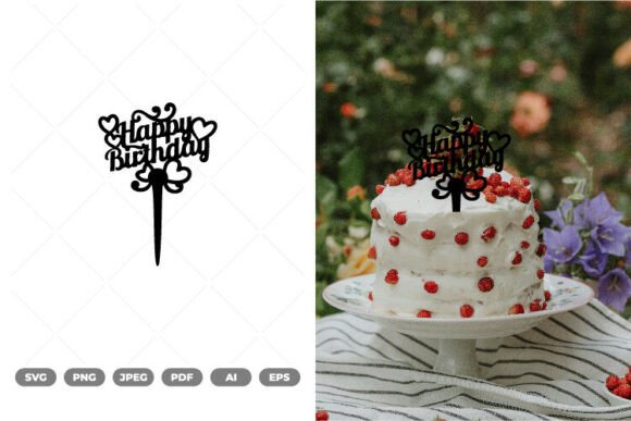 Download Happy Birthday Cake Topper SVG &amp; Clipart - Cake topper svg Collection