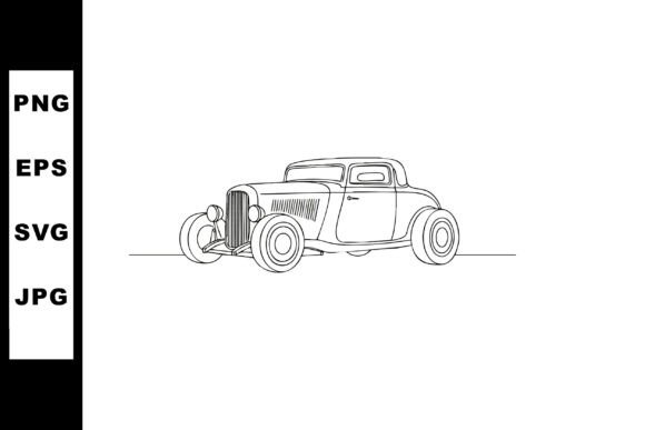 Download Classic Vintage Car Vector Line Drawing - Premium Resources