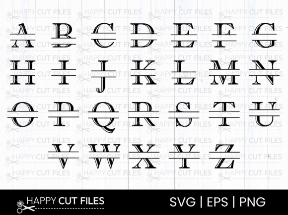 Download Modern Split Monogram Alphabet a-Z&nbsp;&nbsp; - Split monogram Collection