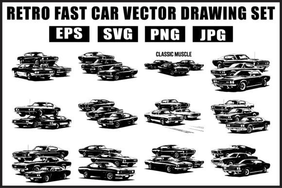 Download Retro Fast Car Vector SVG Bundle - Premium Resources